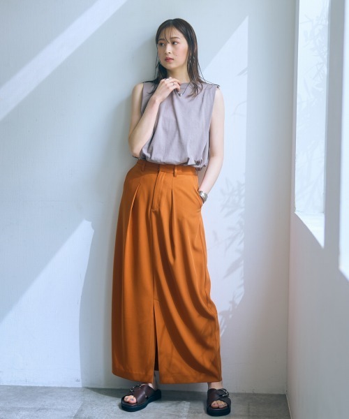 slattgir(スラットジール)の「高身長 タックコクーンロングスカート(トールサイズ)Essenave(スカート・レディース・アイボリー/オレンジ・LL/3L/4L/5L/M/L)」の8枚目の写真