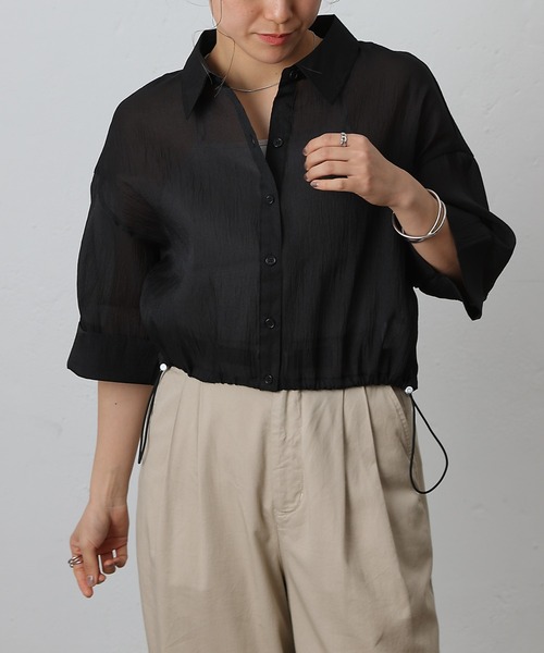 COLONY 2139（コロニートゥーワンスリーナイン）の「シアー裾ドロストワイドスリーブシャツ（シャツ/ブラウス・レディース・オフホワイト/グレー/ブラック/サックスブルー・FREE）」の16枚目の写真