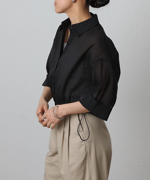 COLONY 2139（コロニートゥーワンスリーナイン）の「シアー裾ドロストワイドスリーブシャツ（シャツ/ブラウス・レディース・オフホワイト/グレー/ブラック/サックスブルー・FREE）」の19枚目の写真