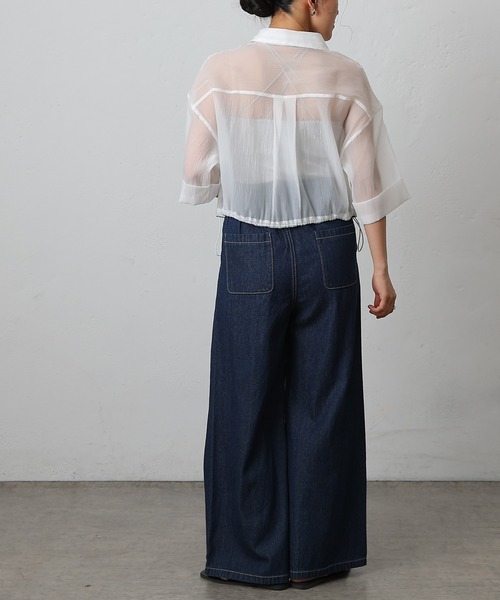 COLONY 2139（コロニートゥーワンスリーナイン）の「シアー裾ドロストワイドスリーブシャツ（シャツ/ブラウス・レディース・オフホワイト/グレー/ブラック/サックスブルー・FREE）」の10枚目の写真