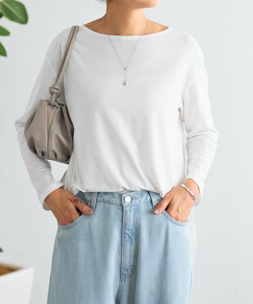 BEARDSLEY（ビアズリー）の「スラブコットン長袖T（Tシャツ/カットソー・レディース・ホワイト/ダークグレー/ブラック/オフホワイト・FREE）」の3枚目の写真