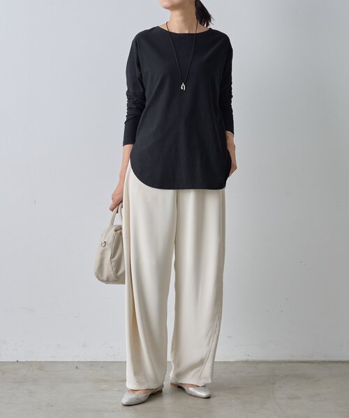 BEARDSLEY（ビアズリー）の「スラブコットン長袖T（Tシャツ/カットソー・レディース・ホワイト/ダークグレー/ブラック/オフホワイト・FREE）」の19枚目の写真