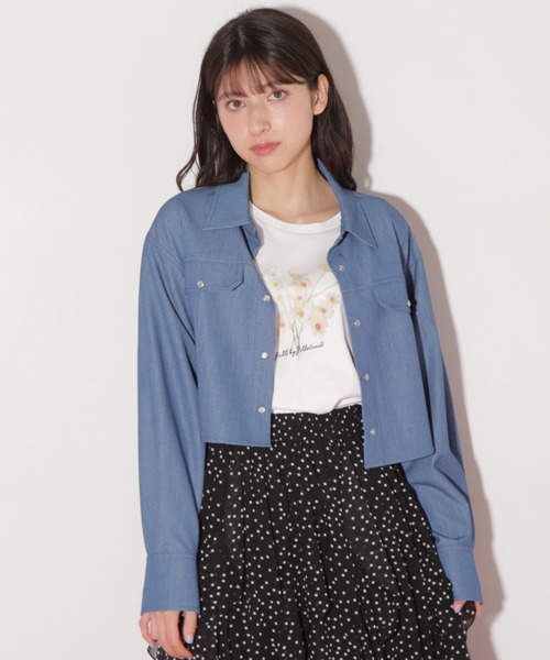 JILL by JILL STUART（ジルバイジルスチュアート）の「◇サイドリボンショート丈シャツ（シャツ/ブラウス・レディース・ブルー/インディゴブルー/ホワイト・FREE）」の12枚目の写真