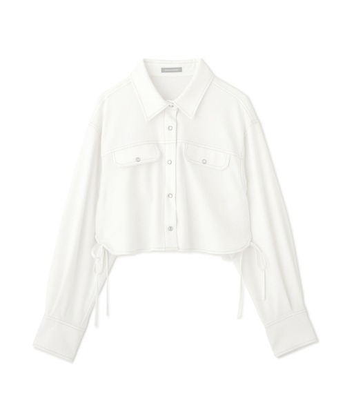 JILL by JILL STUART（ジルバイジルスチュアート）の「◇サイドリボンショート丈シャツ（シャツ/ブラウス・レディース・ブルー/インディゴブルー/ホワイト・FREE）」の18枚目の写真