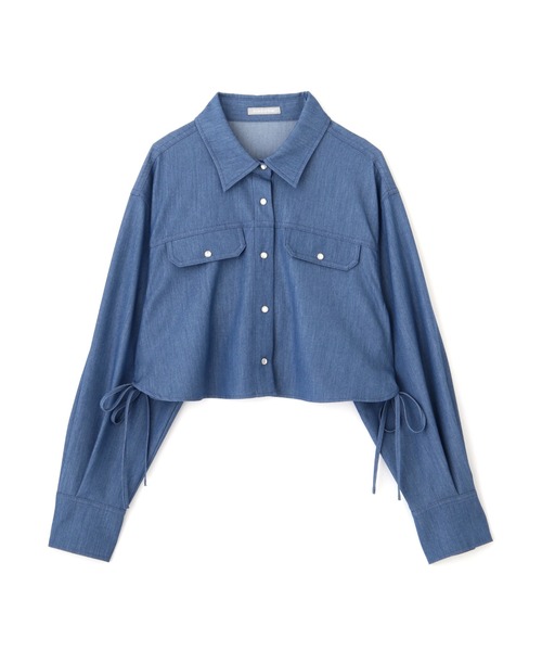 JILL by JILL STUART（ジルバイジルスチュアート）の「◇サイドリボンショート丈シャツ（シャツ/ブラウス・レディース・ブルー/インディゴブルー/ホワイト・FREE）」の20枚目の写真