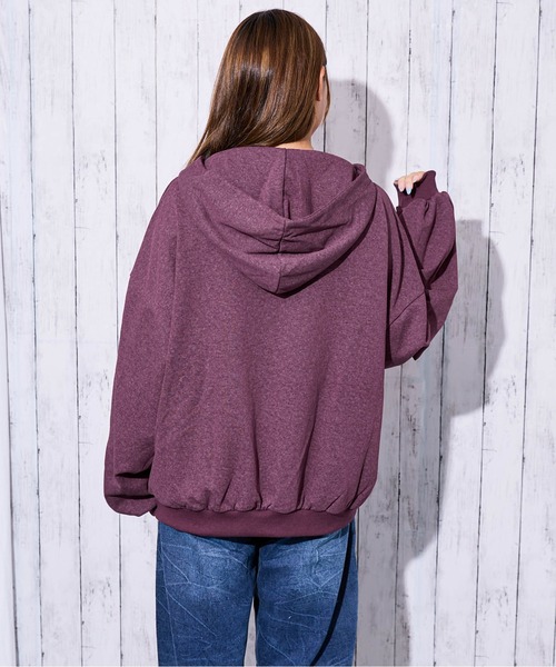 パープル フードパーカー ロゴ刺繍LL パープル フードパーカー ロゴ刺繍LL