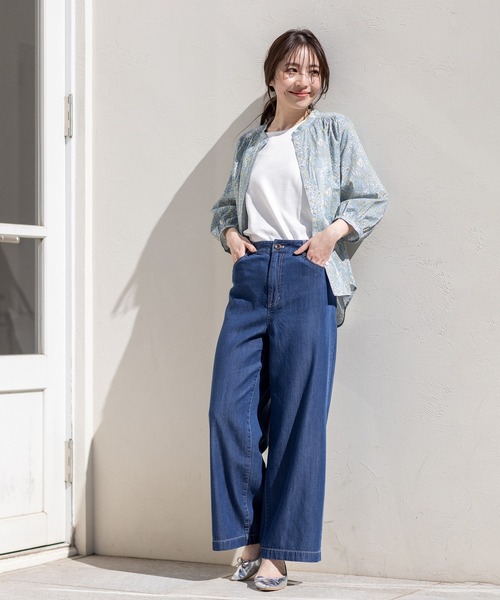 Petit Honfleur（プチオンフルール）の「デニムワイドパンツ（デニムパンツ・レディース・ネイビー/ブルー・70/61/64/67）」の11枚目の写真