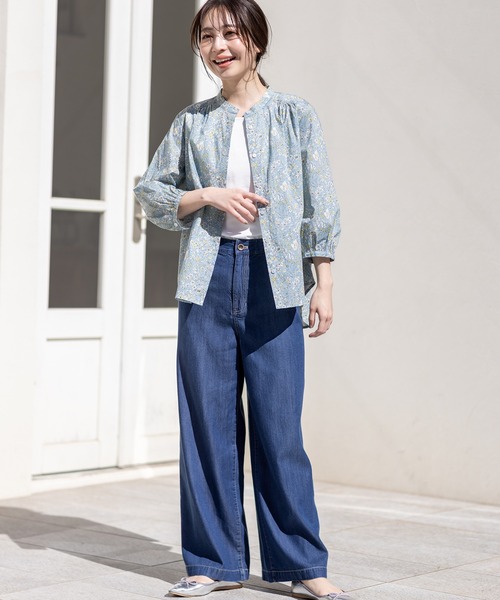 Petit Honfleur（プチオンフルール）の「デニムワイドパンツ（デニムパンツ・レディース・ネイビー/ブルー・70/61/64/67）」の12枚目の写真