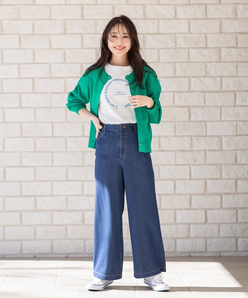 Petit Honfleur（プチオンフルール）の「デニムワイドパンツ（デニムパンツ・レディース・ネイビー/ブルー・70/61/64/67）」の16枚目の写真