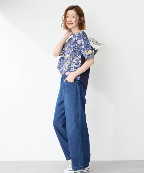 Petit Honfleur（プチオンフルール）の「デニムワイドパンツ（デニムパンツ・レディース・ネイビー/ブルー・70/61/64/67）」の22枚目の写真