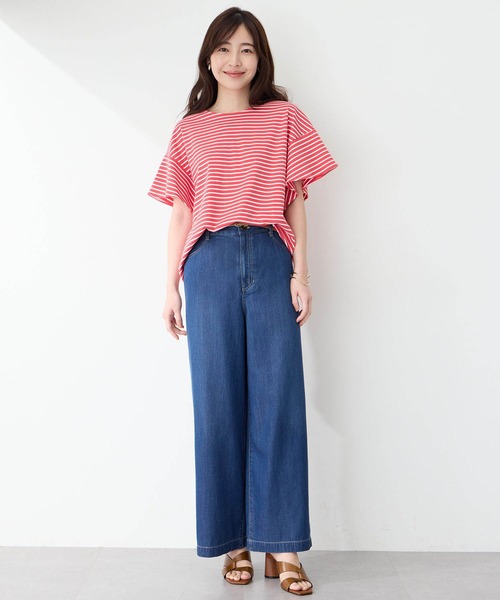 Petit Honfleur（プチオンフルール）の「デニムワイドパンツ（デニムパンツ・レディース・ネイビー/ブルー・70/61/64/67）」の21枚目の写真