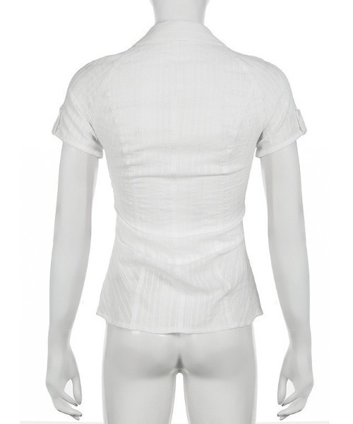 VIBGYOR(ヴィブジョー)の「【LAMPOON】ストライプタイトシャツ(シャツ/ブラウス・レディース・ホワイト・SMALL/MEDIUM/LARGE)」の6枚目の写真