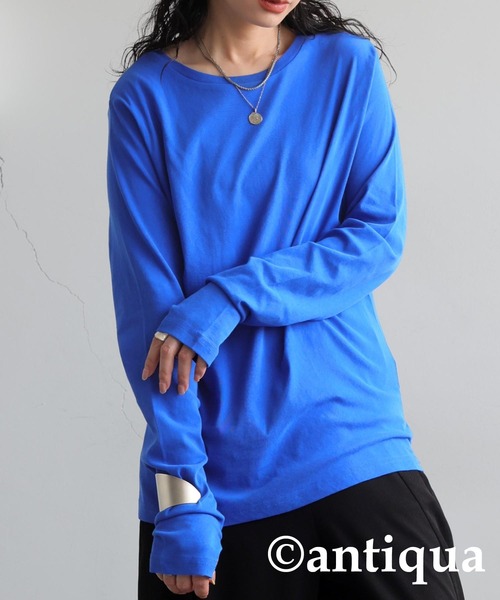 antiqua(アンティカ)の「スラブシアーロンT(Tシャツ/カットソー・レディース・ライトグリーン/オフホワイト/ブルー/ブラック・P/R)」の4枚目の写真