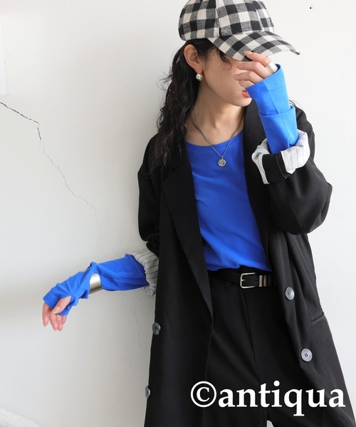 antiqua(アンティカ)の「スラブシアーロンT(Tシャツ/カットソー・レディース・ライトグリーン/オフホワイト/ブルー/ブラック・P/R)」の18枚目の写真