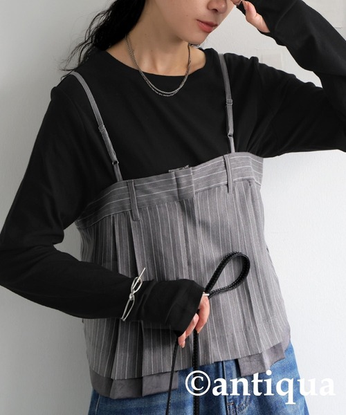 antiqua(アンティカ)の「スラブシアーロンT(Tシャツ/カットソー・レディース・ライトグリーン/オフホワイト/ブルー/ブラック・P/R)」の11枚目の写真