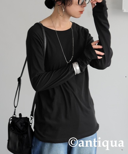 antiqua(アンティカ)の「スラブシアーロンT(Tシャツ/カットソー・レディース・ライトグリーン/オフホワイト/ブルー/ブラック・P/R)」の13枚目の写真