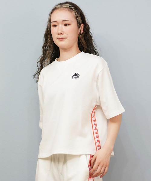Kappa(カッパ)の「Kappa/カッパ スウェット トレーナー 半袖Tシャツ セットアップ 215935(スウェット・レディース・ピンク/ホワイト/ブラック・L/M)」の2枚目の写真