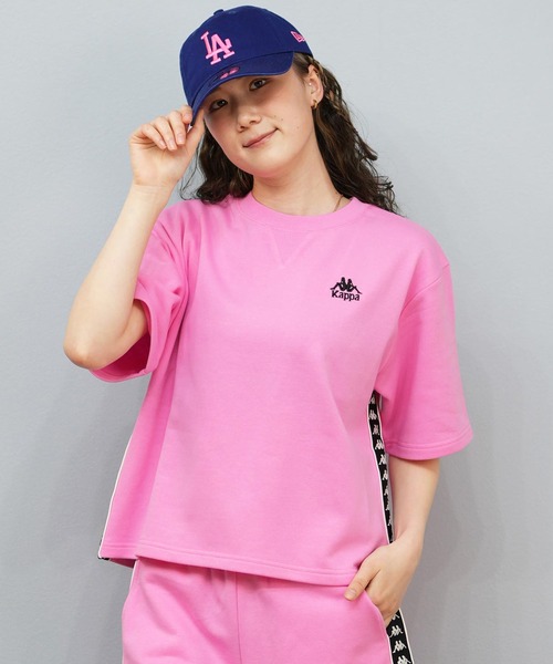 Kappa(カッパ)の「Kappa/カッパ スウェット トレーナー 半袖Tシャツ セットアップ 215935(スウェット・レディース・ピンク/ホワイト/ブラック・L/M)」の3枚目の写真