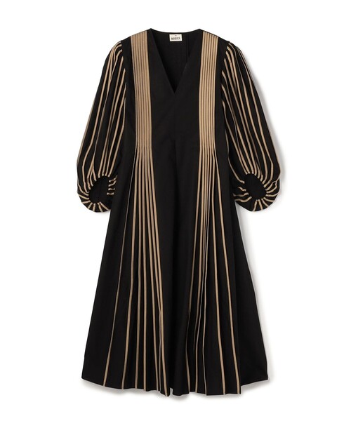 TOMORROWLAND (トゥモローランド)の「BODICE STUDIO V neck midi Vネックドレス(ワンピース・レディース・ライトベージュ/ブラック系その他・XS)」の2枚目の写真