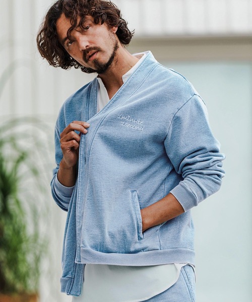 mcg3621-knit denim embroidery cardigan ニットデニムカーディガン