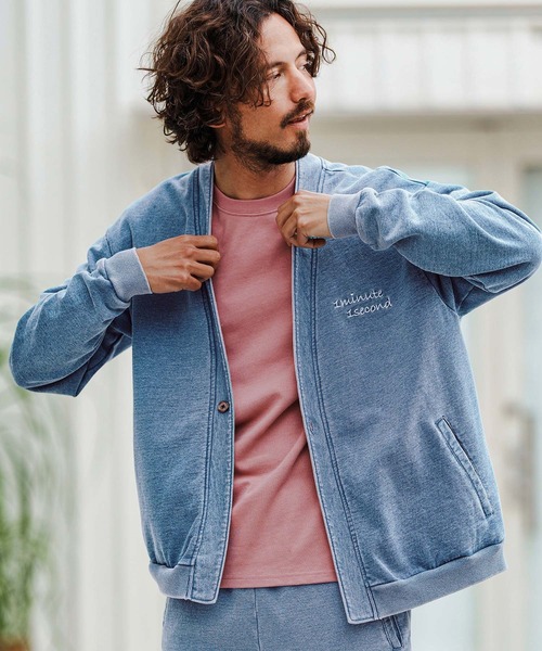 1minute 1second(ワンミニットワンセカンド)の「mcg3621-knit denim embroidery cardigan ニットデニムカーディガン(カーディガン/ボレロ・メンズ・ブルー系その他/ライトインディゴブルー・S/M/L/XL)」の10枚目の写真