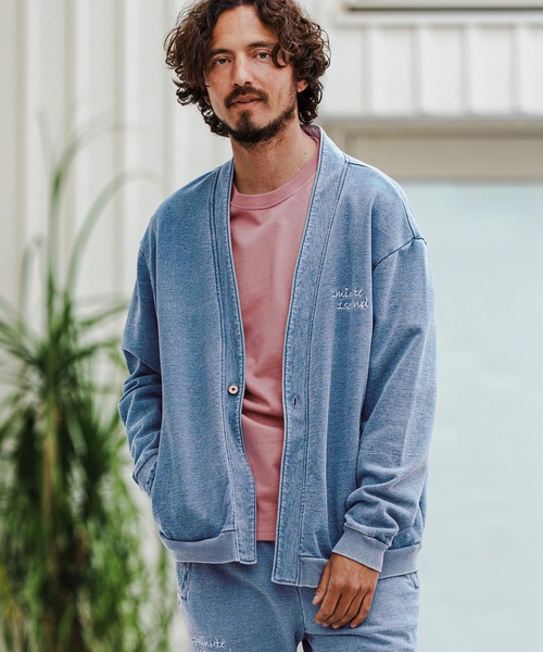 1minute 1second(ワンミニットワンセカンド)の「mcg3621-knit denim embroidery cardigan ニットデニムカーディガン(カーディガン/ボレロ・メンズ・ブルー系その他/ライトインディゴブルー・S/M/L/XL)」の11枚目の写真