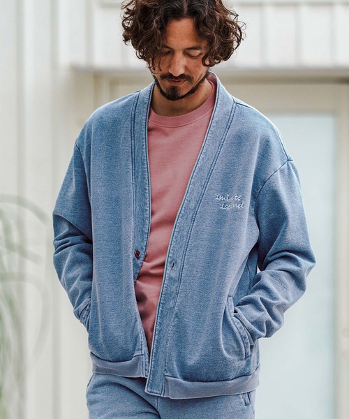 1minute 1second(ワンミニットワンセカンド)の「mcg3621-knit denim embroidery cardigan ニットデニムカーディガン(カーディガン/ボレロ・メンズ・ブルー系その他/ライトインディゴブルー・S/M/L/XL)」の13枚目の写真