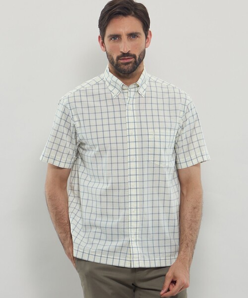 MACKINTOSH LONDON（マッキントッシュ ロンドン）の「シアサッカーギンガム 半袖ボタンダウンシャツ（シャツ/ブラウス・メンズ・ブラウン系その他3/ブルー/イエロー・XL/L/M）」の3枚目の写真