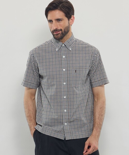 MACKINTOSH LONDON（マッキントッシュ ロンドン）の「シアサッカーギンガム 半袖ボタンダウンシャツ（シャツ/ブラウス・メンズ・ブラウン系その他3/ブルー/イエロー・XL/L/M）」の2枚目の写真