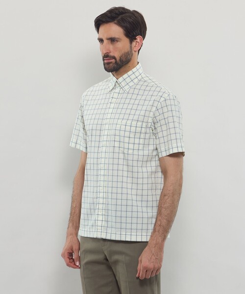 MACKINTOSH LONDON（マッキントッシュ ロンドン）の「シアサッカーギンガム 半袖ボタンダウンシャツ（シャツ/ブラウス・メンズ・ブラウン系その他3/ブルー/イエロー・XL/L/M）」の8枚目の写真