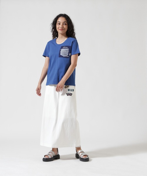 AVIREX（アヴィレックス）の「《WEB&DEPOT限定》JERSEY SKIRT PATCHED/ジャージ スカート パッチ（スカート・レディース・ホワイト/ブルー系その他/ブラック・F）」の8枚目の写真