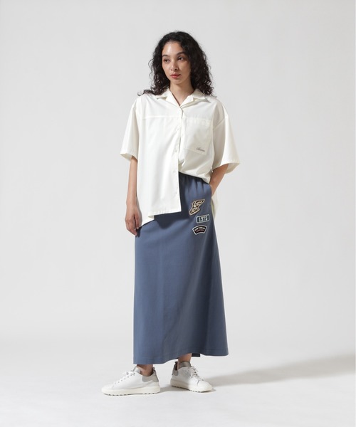 AVIREX（アヴィレックス）の「《WEB&DEPOT限定》JERSEY SKIRT PATCHED/ジャージ スカート パッチ（スカート・レディース・ホワイト/ブルー系その他/ブラック・F）」の4枚目の写真