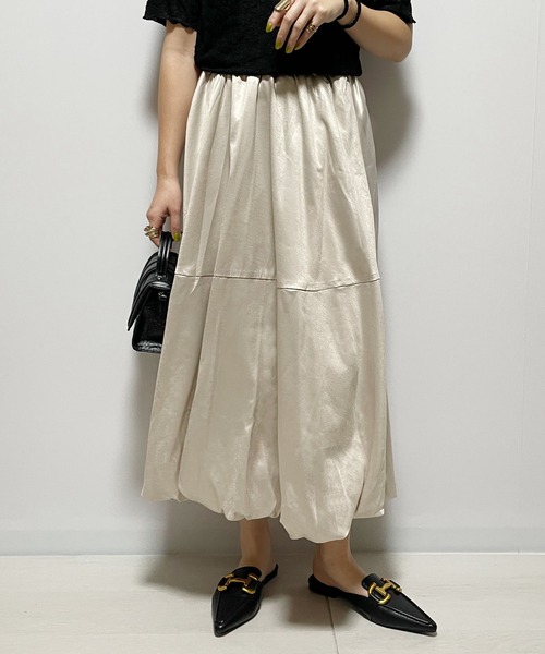 Fizz（フィズ）の「【Fizz/フィズ】　箔プリントバルーンスカート（スカート・レディース・ベージュ/グレー・FREE）」の2枚目の写真