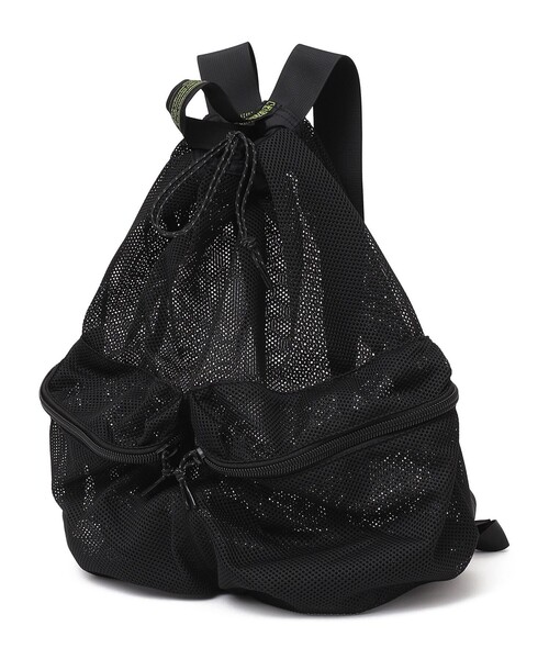 WEEKEND(ER)(ウィークエンダー)の「WEEKENDER: メッシュ ポケット バックパック(バックパック/リュック・メンズ・ブラック/イエロー・ONE SIZE)」の1枚目の写真
