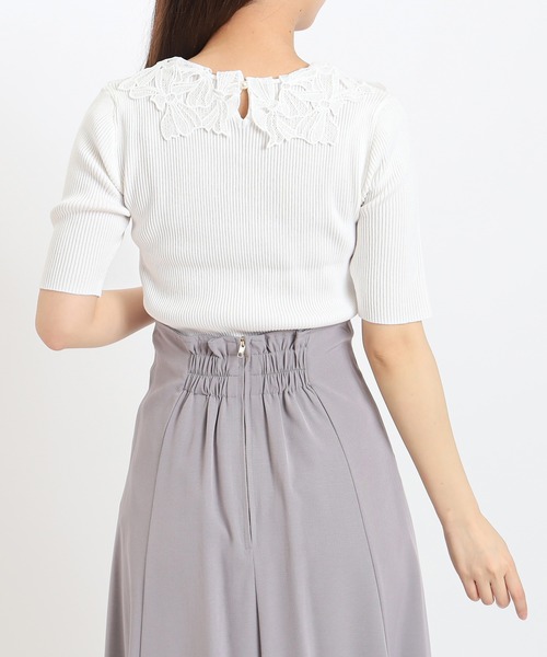 ASTORIA ODIER（アストリアオディール）の「(接触冷感/暑さ対策)襟リボンレースリブニット（ニット/セーター・レディース・ブラック/パープル/ラベンダー/ホワイト/ワイン/アイボリー/ブラウン・MEDIUM）」の14枚目の写真