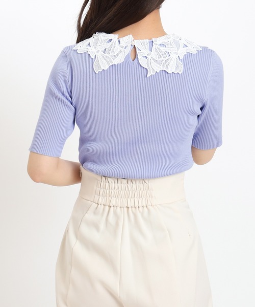 ASTORIA ODIER（アストリアオディール）の「(接触冷感/暑さ対策)襟リボンレースリブニット（ニット/セーター・レディース・ブラック/パープル/ラベンダー/ホワイト/ワイン/アイボリー/ブラウン・MEDIUM）」の10枚目の写真