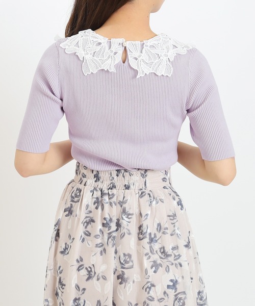 ASTORIA ODIER（アストリアオディール）の「(接触冷感/暑さ対策)襟リボンレースリブニット（ニット/セーター・レディース・ブラック/パープル/ラベンダー/ホワイト/ワイン/アイボリー/ブラウン・MEDIUM）」の18枚目の写真