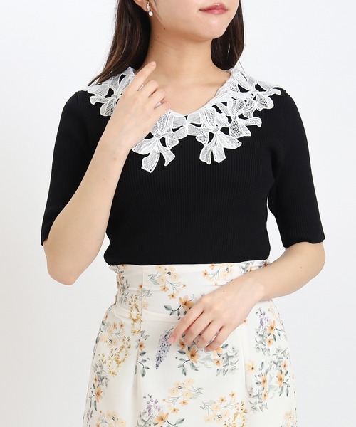 ASTORIA ODIER（アストリアオディール）の「(接触冷感/暑さ対策)襟リボンレースリブニット（ニット/セーター・レディース・ブラック/パープル/ラベンダー/ホワイト/ワイン/アイボリー/ブラウン・MEDIUM）」の20枚目の写真