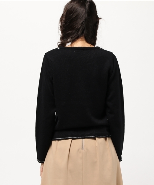 axes femme（アクシーズファム）の「ラメライン入ダイヤ柄プルオーバー（ニット/セーター・レディース・キナリ/ピンク/ブラック・MEDIUM）」の7枚目の写真