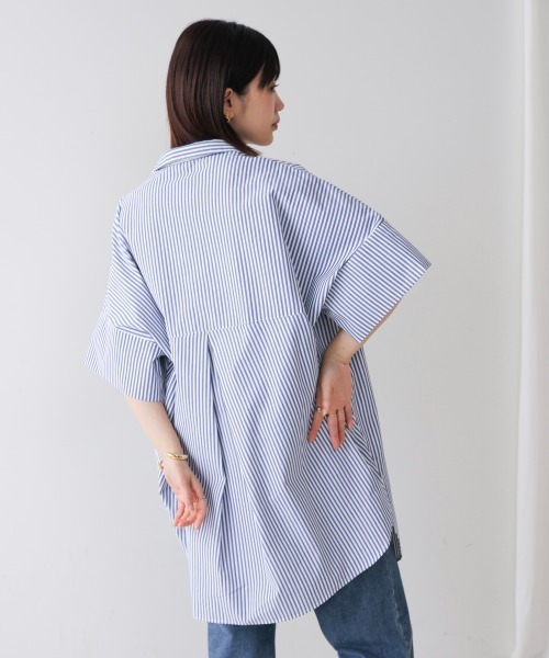 Bou Jeloud（ブージュルード）の「テックコットンオーバーサイズチュニック（チュニック・レディース・オフホワイト/ブルー/キャメル・38）」の10枚目の写真