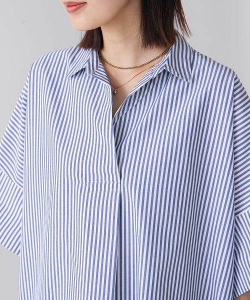 Bou Jeloud（ブージュルード）の「テックコットンオーバーサイズチュニック（チュニック・レディース・オフホワイト/ブルー/キャメル・38）」の13枚目の写真