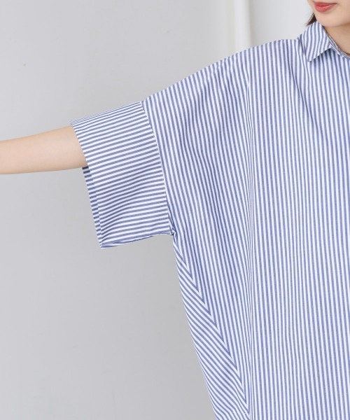 Bou Jeloud（ブージュルード）の「テックコットンオーバーサイズチュニック（チュニック・レディース・オフホワイト/ブルー/キャメル・38）」の14枚目の写真