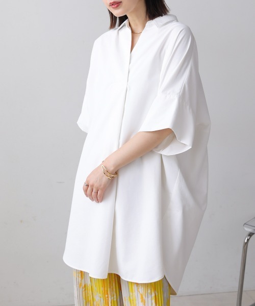 Bou Jeloud（ブージュルード）の「テックコットンオーバーサイズチュニック（チュニック・レディース・オフホワイト/ブルー/キャメル・38）」の21枚目の写真