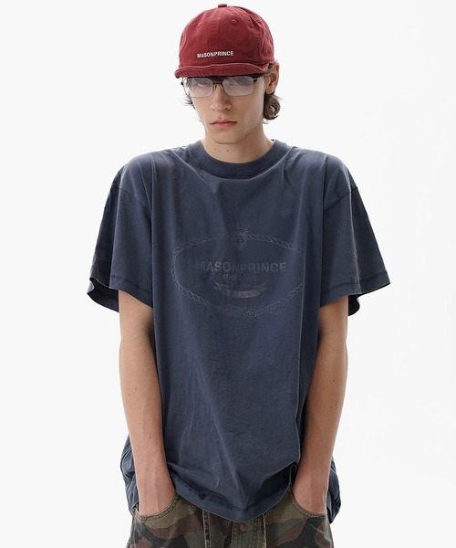 4カラー オーバーサイズ ひび割れ加工プリント Tシャツ DT4337