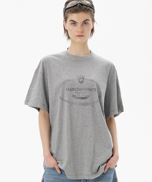 4カラー オーバーサイズ ひび割れ加工プリント Tシャツ DT4337