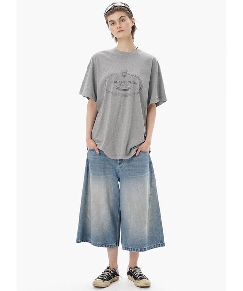 MASONPRINCE Tシャツ プリント 3M反射 ルーズ コットン 男女兼用 MASONPRINCE Tシャツ プリント 3M反射 ルーズ コットン 男女兼用