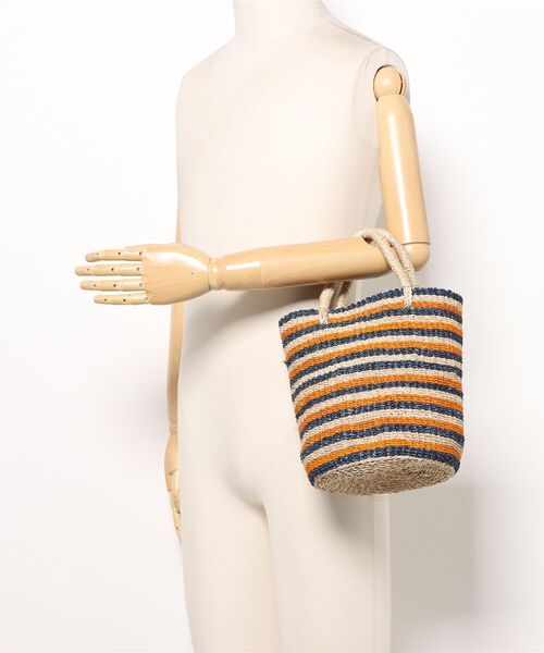 EARTH MADE（アースメイド）の「ABACA BORDER TOTE（かごバッグ・レディース・グリーン系その他/オレンジ系その他/イエロー系その他/ピンク系その他・FREE）」の8枚目の写真