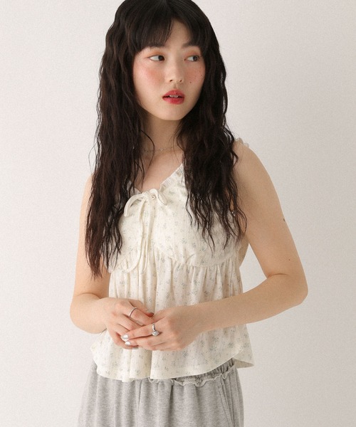 Heather（ヘザー）の「カップ付きアソートフリルキャミ　499775（タンクトップ・レディース・アイボリー/ブラック/ピンク・FREE）」の4枚目の写真