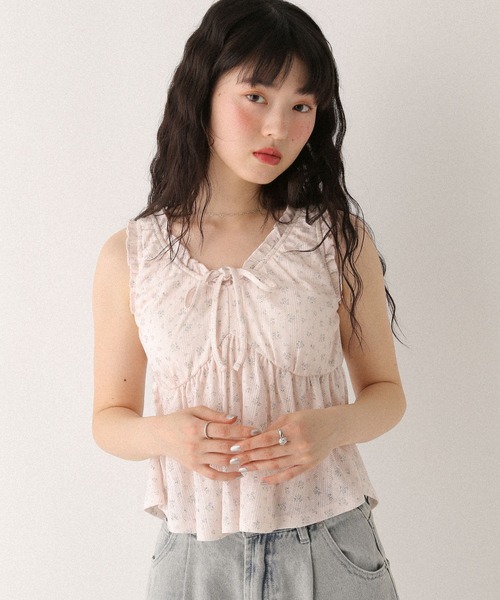 Heather（ヘザー）の「カップ付きアソートフリルキャミ　499775（タンクトップ・レディース・アイボリー/ブラック/ピンク・FREE）」の13枚目の写真