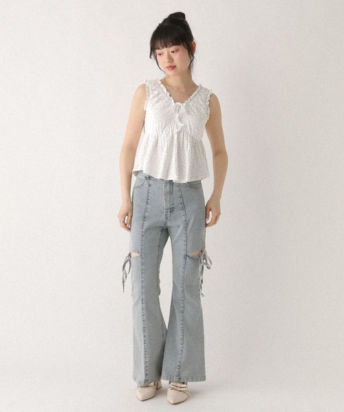 Heather(ヘザー)の「カップ付きアソートフリルキャミ 499775(タンクトップ・レディース・アイボリー/ブラック/ピンク/ホワイト/ホワイト系その他/ブルー・FREE)」の7枚目の写真